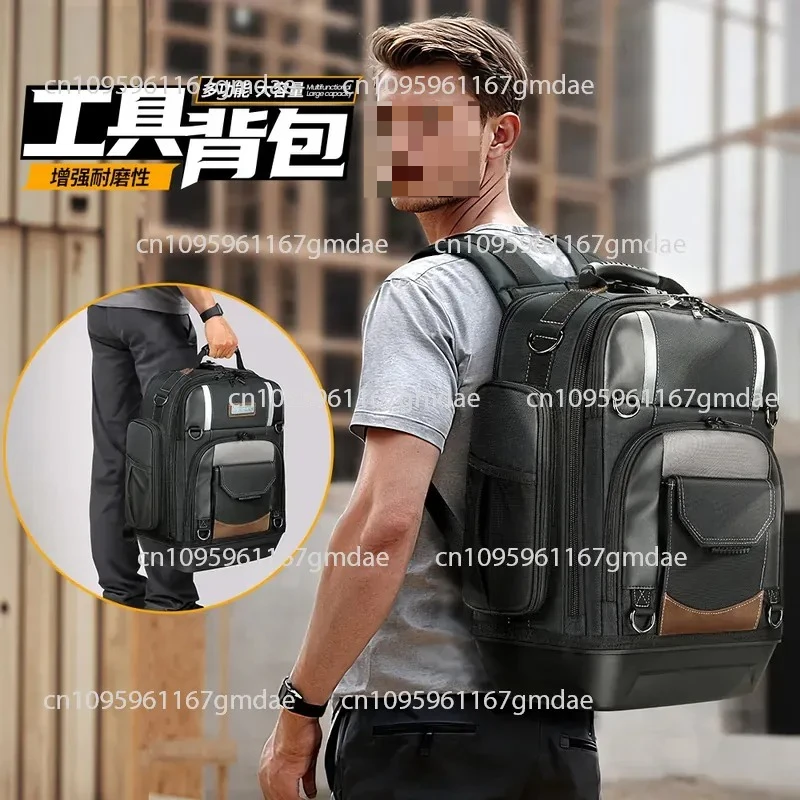 Large Capacity Heavy Duty Hardware Tools Backpack Electrician Durable Multifunctional Thickened Height Backpack