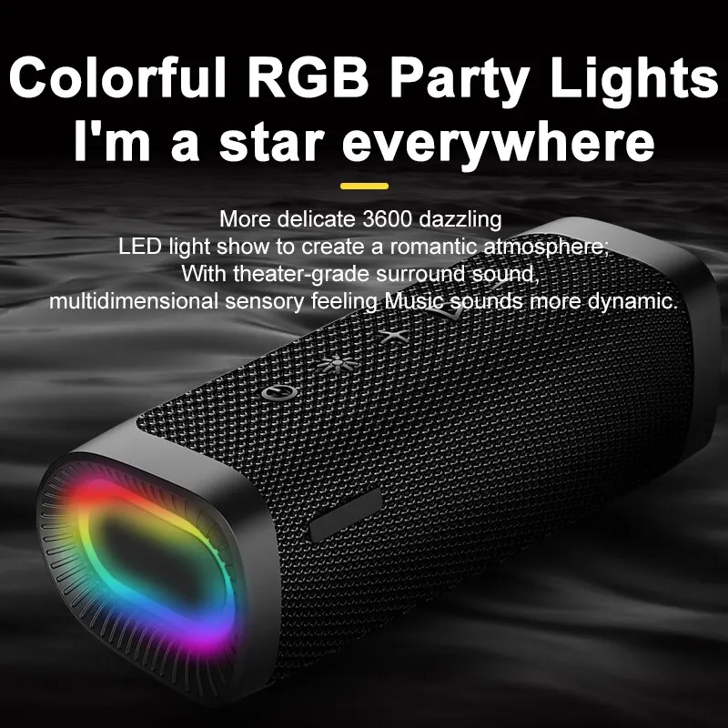 Новый беспроводной Bluetooth EBS-607 10 Вт 1800 мАч RGB-динамик со светодиодной подсветкой Мощная музыкальная шкатулка с басовой стрелкой Новый беспроводной Bluetooth EBS-607 10 Вт 1800 мАч RGB-динамик со светодиодной подсветкой Мощная музыкальная шкатулка с басовой стрелкой