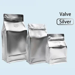 50PCS  Matt Silver 100g 250g 500g 1kg Flat Bottom Pouch Bags Morinaga Powder Tea Bags Coffee with Valve Food Storage Bag