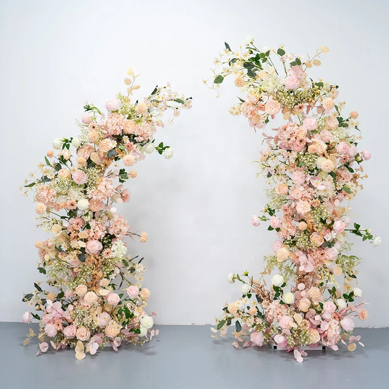 Pink Arch Flower Wedding Decoration Activity Opening Ceremony Background Artificial