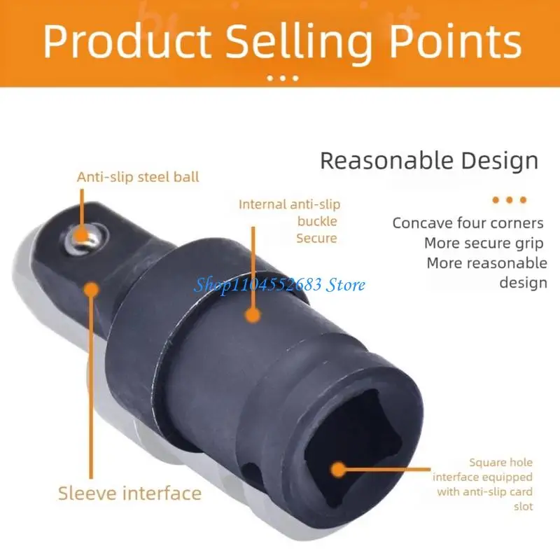Y6GD 1/2Inch Impact Wrench Universal Joint Adapter Steel Construction Secure Locking Mechanism For Tight Space