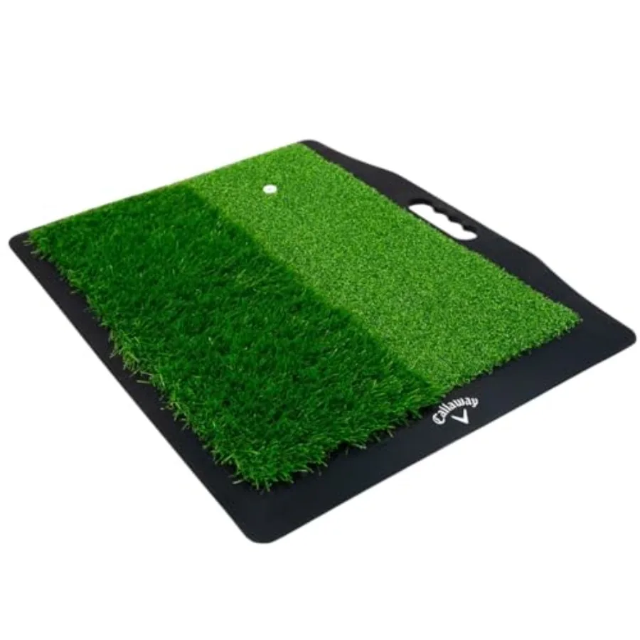 

Dual-Strike Golf Hitting Mat with No-Slip Heavy Rubber Base, Simulating Both Fairway and Rough Surfaces