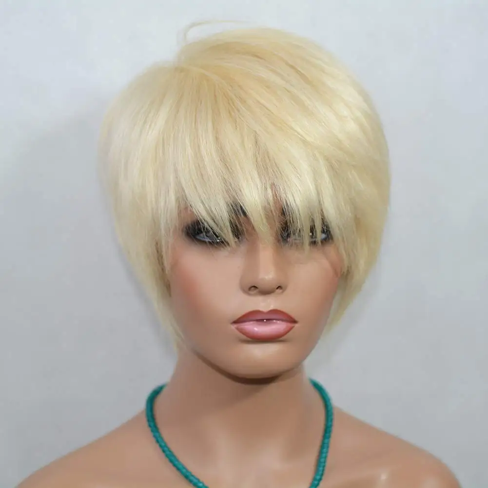 

Бразильский парик из натуральных волос Реми, машинной работы, бордовый, недорогой, короткий прямой боб-пикси, цветной, с челкой, женский