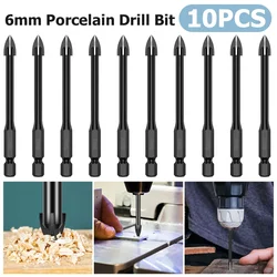 6mm Glass and Tile Drill Bit 10pc Set Tungsten Carbide Tipped Spear Cutter Suitable for Drilling Ceramic Mirror Wood Wall Bottle