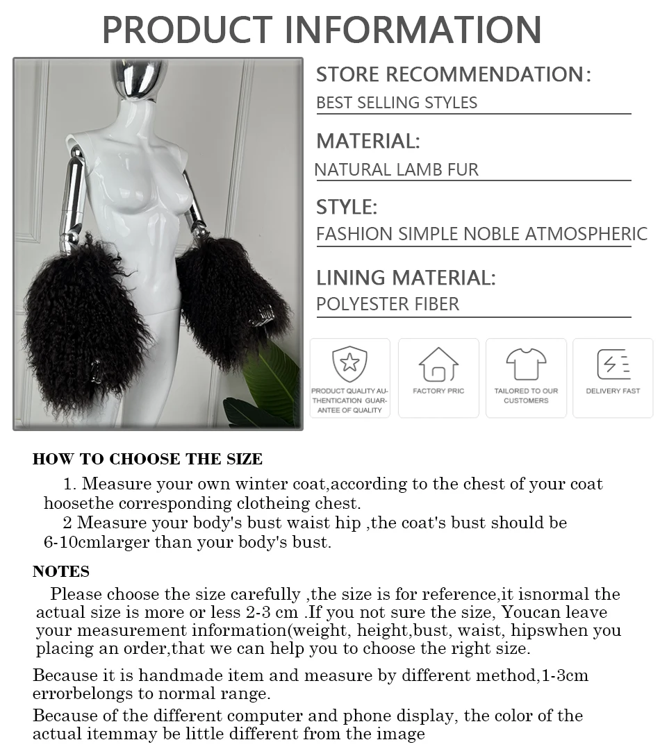 Polsini in pelliccia mongola naturale Le donne mescolano senza sforzo con cappotti Vera pelliccia di agnello tibetana Accessorio di lusso Polsino in vera pelliccia staccabile