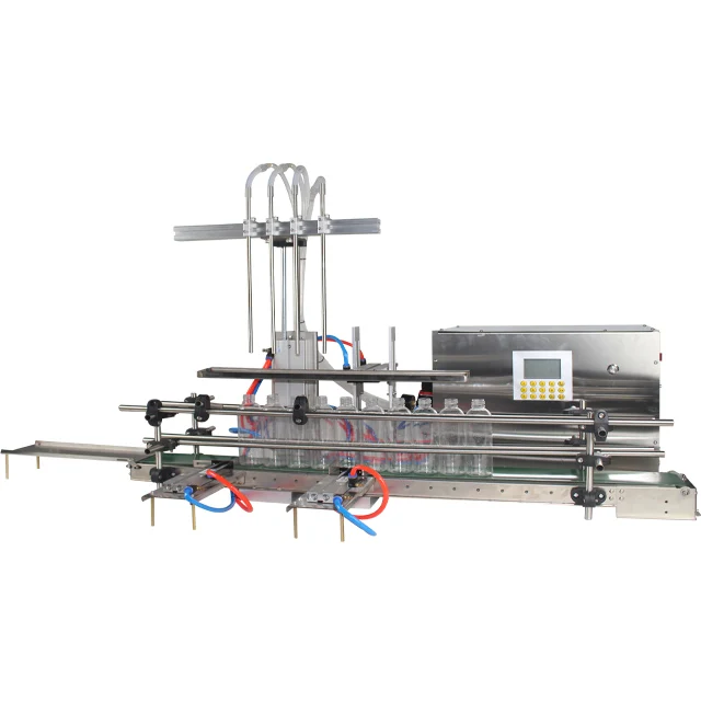 Automatic Portable 4 Head Four Nozzles Numerical Control Detergent Liquid Conveyor Belt Filling Machine Liquid Filling Line
