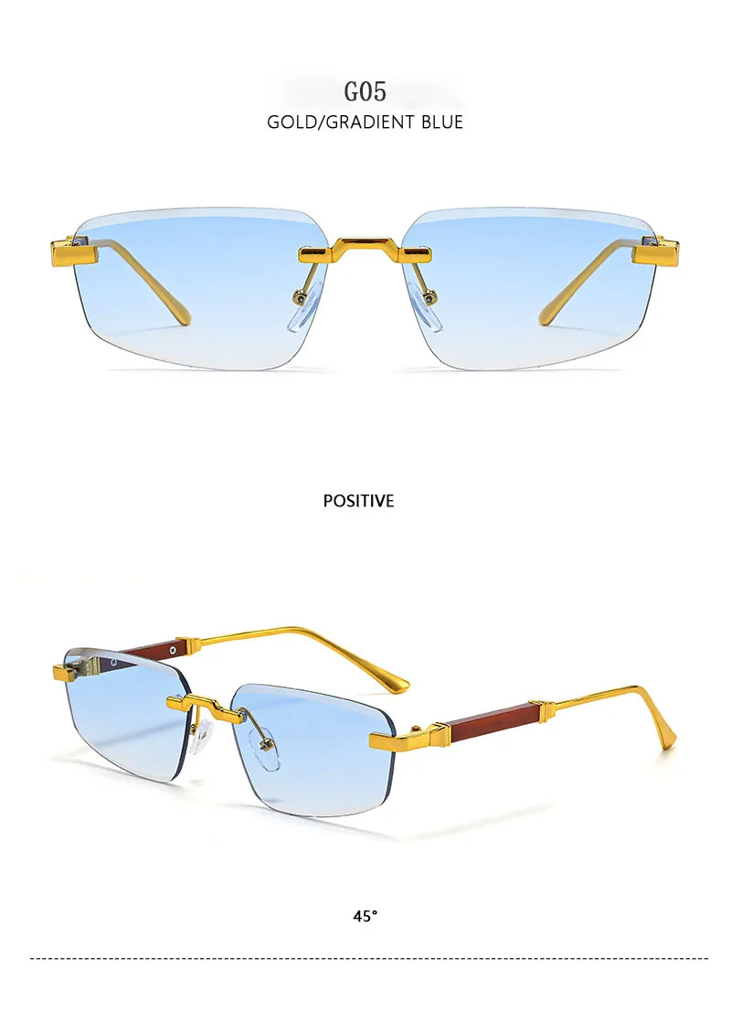 2026 Holz Randlose Sonnenbrille Frauen Trendy Sonnencreme Vintage Sonnenbrille Männer Urlaub Mode Gläser Lentes De Sol Mujer Okulary – Detail 16