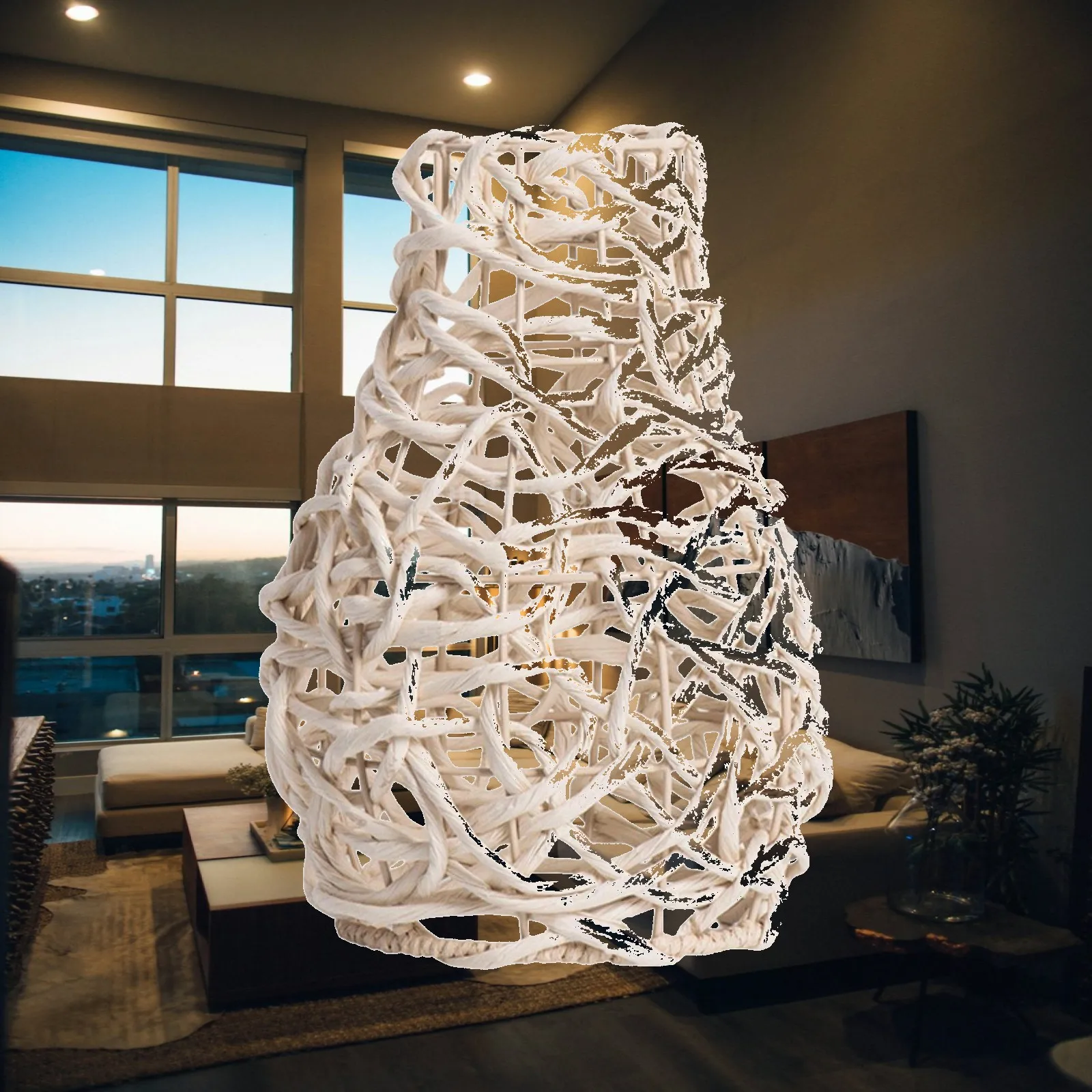 Woven Paper Rope Lampshade Rustic Charm Handmade Ceiling Light Shade Minimalist