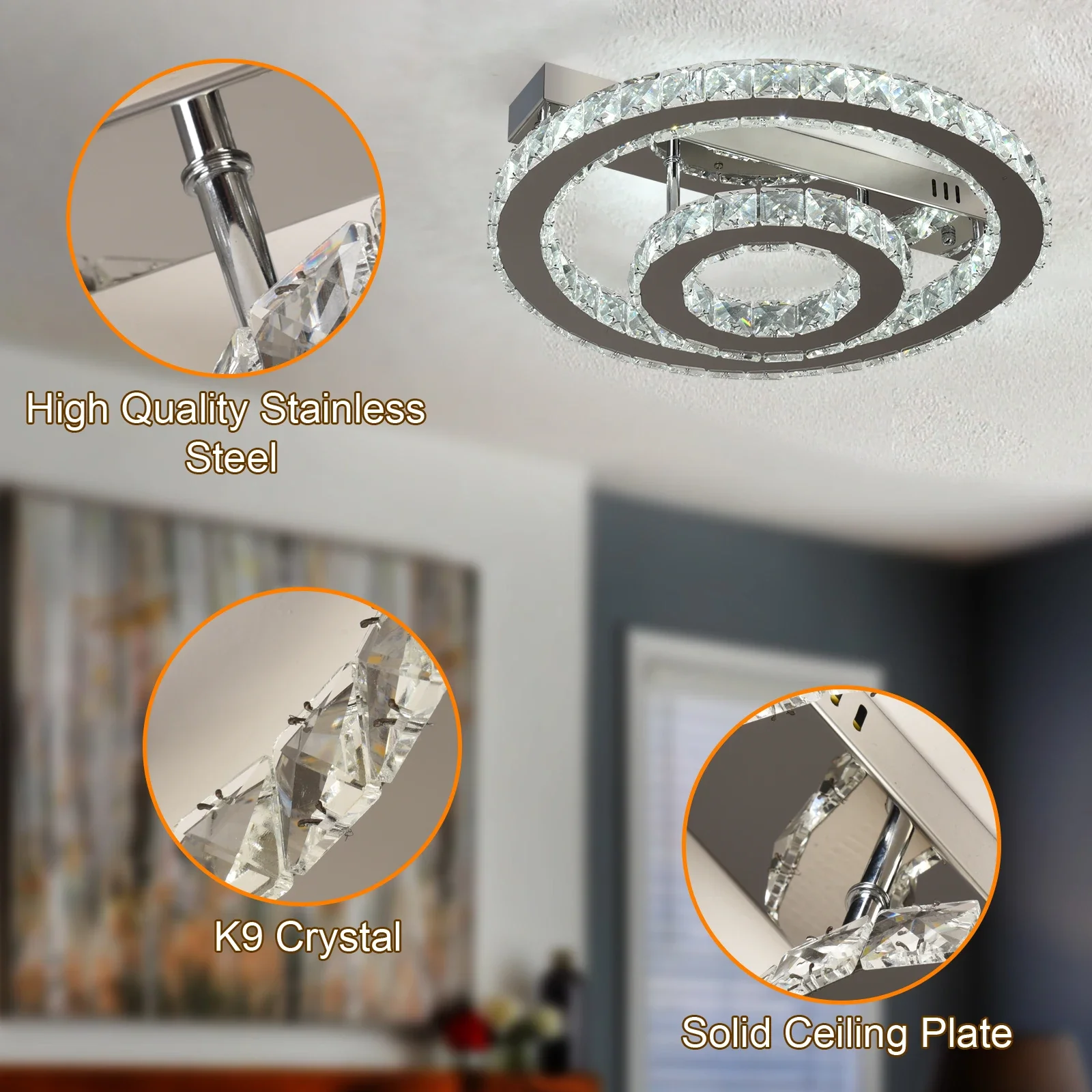 Modern Ceiling Lamp Luxury Home Decor Crystal Led Chandelier Indoor Lighting Nordic Lustre Fixture