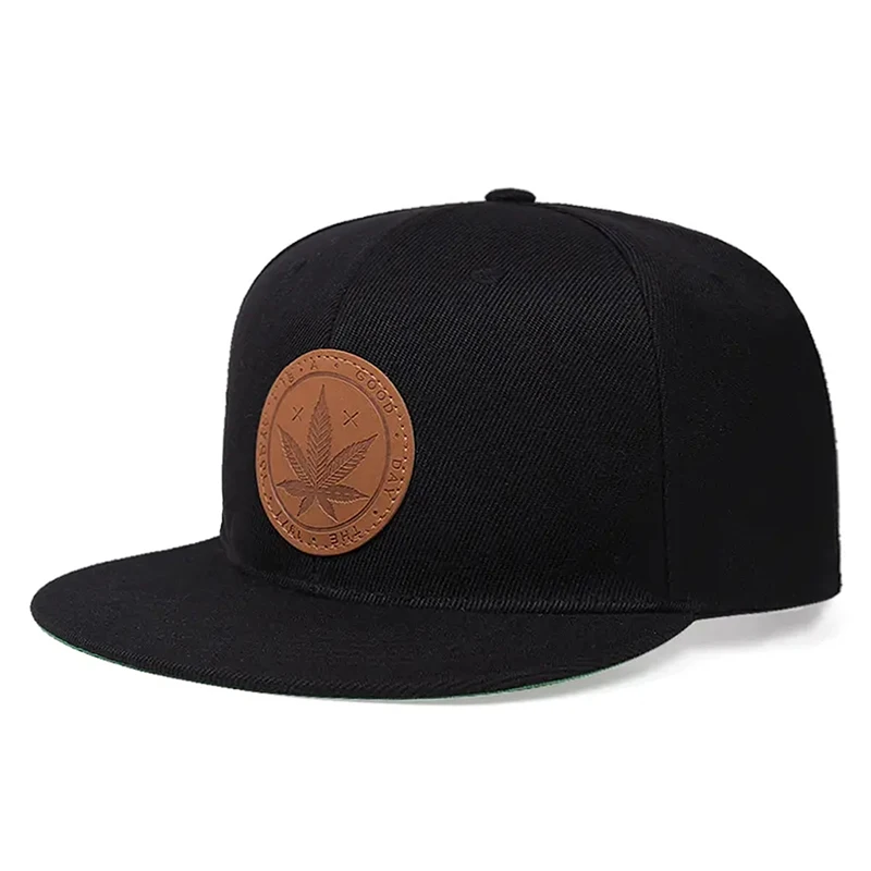 2026 Fashion New Flat Edge Hat Maple Leaf Leather Label Baseball Hat Daily Commuter Decoration Sunshade Hat Unisex Hip Hop Hat