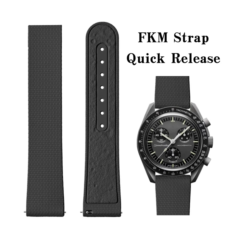 

Ремешок для часов из фторкаучука FKM для Omega x Swatch Moon Texture, 20 мм, быстросъемный, универсальный, черный