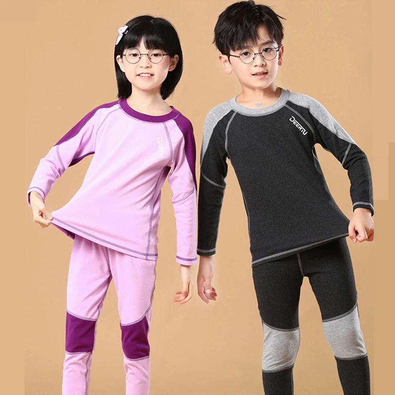 

Fashion Kids Pajamas Sets Autumn Winter Warm Underwear Suit Splicing Sleepwear Homewear For 3-16Y Boy Girl Pajamas Teens Clothes