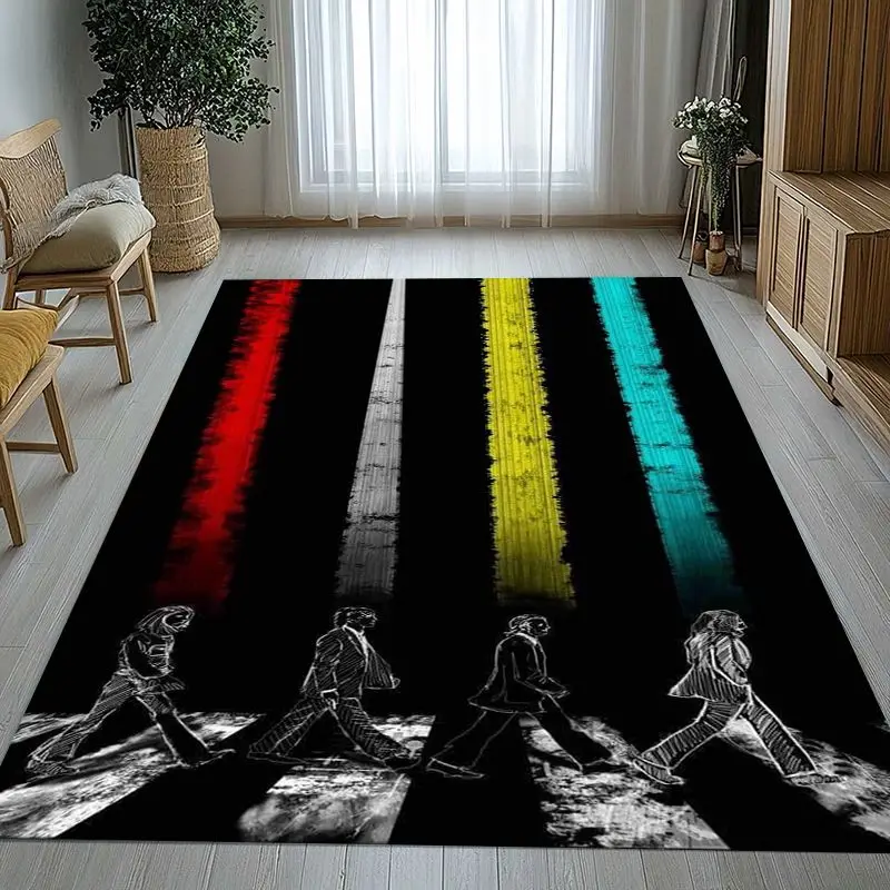3D Fab Four The B-Beatles Abbey Road Rock Band Non-Slip Large Area Rug for Living Room,Bedroom Carpet Mat for Sofa,Home Decor
