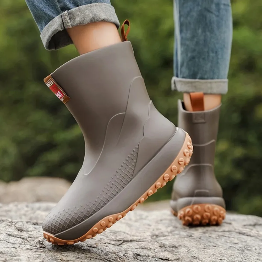 2026 الرجال مقاوم للماء منتصف العجل احذية المطر المضادة للانزلاق الصيد حديقة Wellies منصة في الهواء الطلق أصابع واسعة الكبار الشيف المطبخ أحذية رجالي