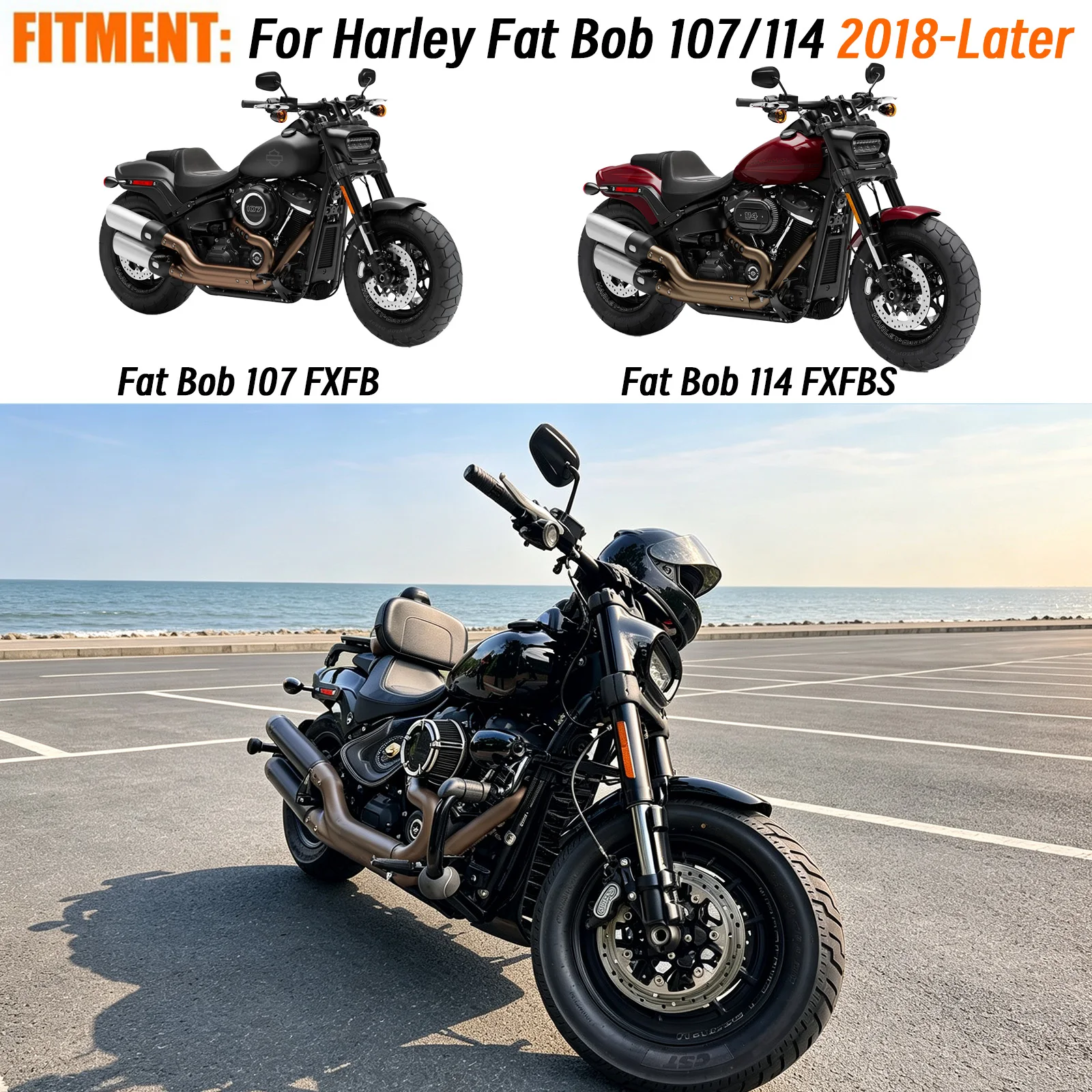 For Harley Fat Bob 114 FXFB FXFBS 2018-2025 Motorcycle Rear Backrest Passenger Driver Multi Purpose Adjustable Sissy Bar