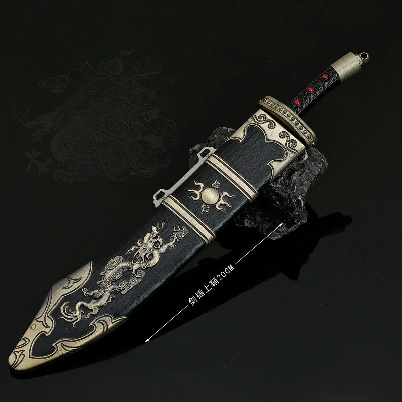 22cm/8.66in Old Water Margin Game Peripheral Blue Faced Beast Yang Zhi Knife Metal Sheathed Craft Toy Sword Desktop Display Gift