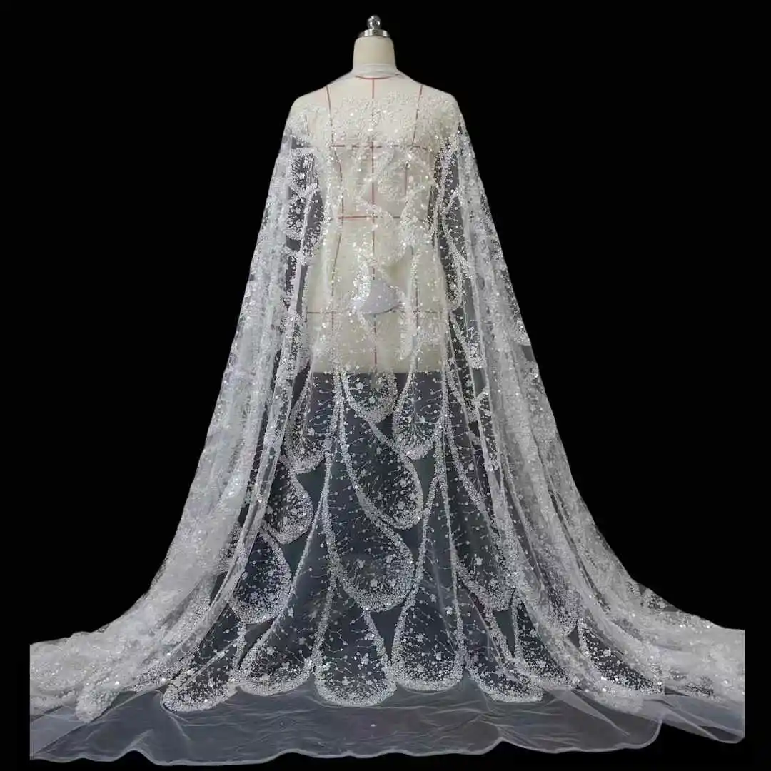 Madison African Lace Fabric French Net Sequins Fabric 2024 High Quality Sewing Embroidered Beads Tulle Nigerian Lace Fabric 5Y