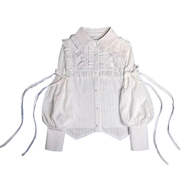 Women Vintage Gothic Lolita Blouse Gigot Sleeve Ruffles Victorian Sweet Top