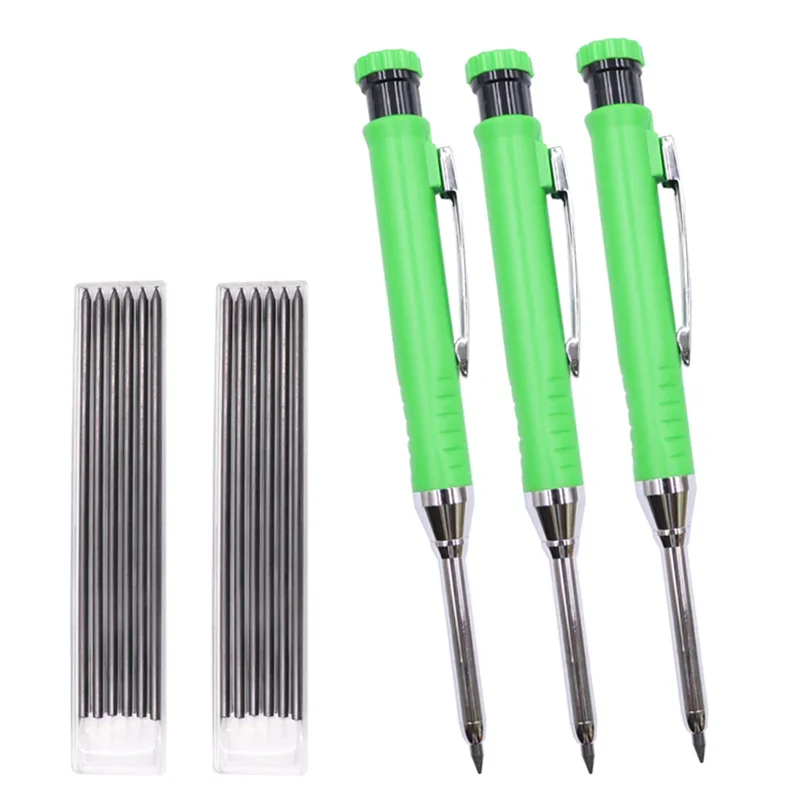 

Solid Carpenter Pencil Woodworking Mechanical 3 Colors Refill Construction Marking Scriber Lead Built-in Sharpener Router plane