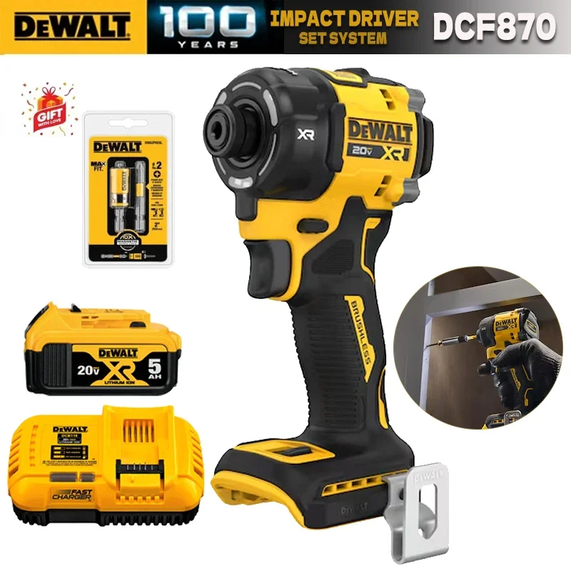 

DEWALT 20V MAX XR Brushless Driver Drill 1/4 Inch Quiet Hydraulic Cordless Impact Driver Power Tools Battery Charger Set DCF870