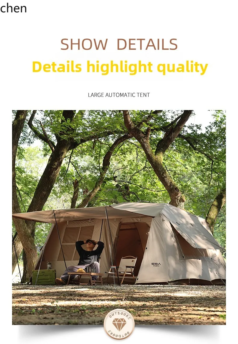 Quick-Open Tent Outdoor Portable Folding Camping Tent Two Rooms One Hall