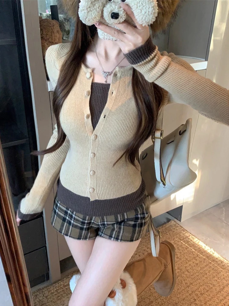 

Spring 2026 Women's Long Sve Knitted Sweater Pure Desire Color Colion Slimming Base Layer Top Sweet And Spicy Sle