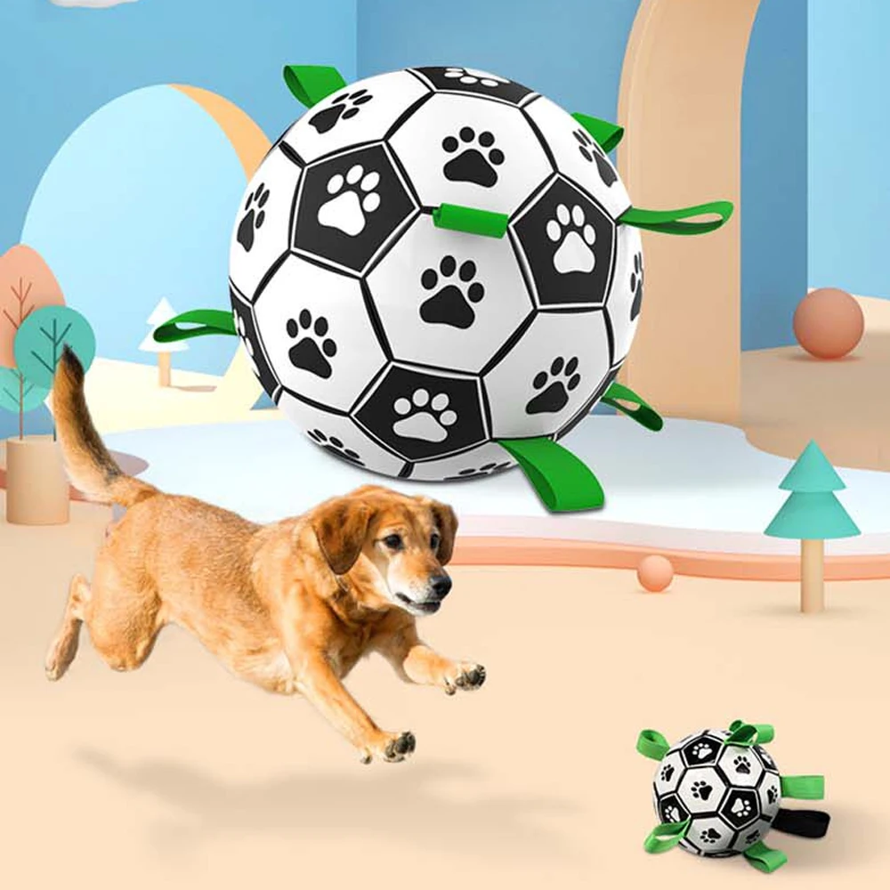 

Interactive Pet Football Toys With Grab Tabs Dog Bite Chew Balls Pets Accessories Outdoor Training Soccer for Medium Large Dogs