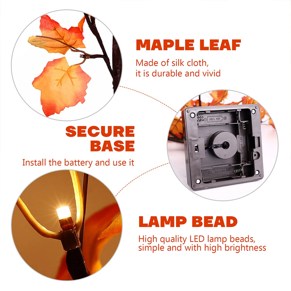 

1Pcs Halloween Maple Leaf Tree Lamp 24 LED USB Dual-Purpose Creative Desktop Festival Decorative Lighting