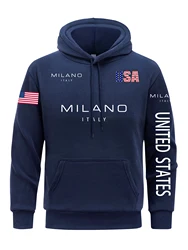 Milano Letter Men Hoodies American Flag Hoodie fur-liner Fleece Hoody Man Casual Spring Autumn Clothing