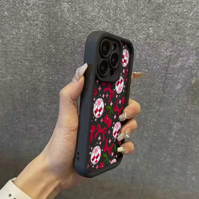 الحالات الهاتف ديسكو الكرة Bowknot الكرز نمط طباعة ل Xiaomi Poco X7 F6 F5 X6 X5 M6 Pro X3 F3 للصدمات سيليكون الوفير غطاء