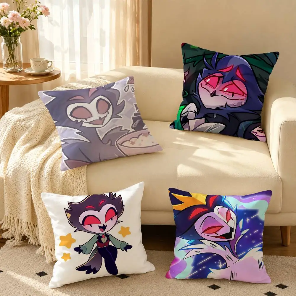 H-Helluva Boss Stolas  Pillow Case Square Double-Sided Sofa Cushion Cover Bedroom Bedside Pillow