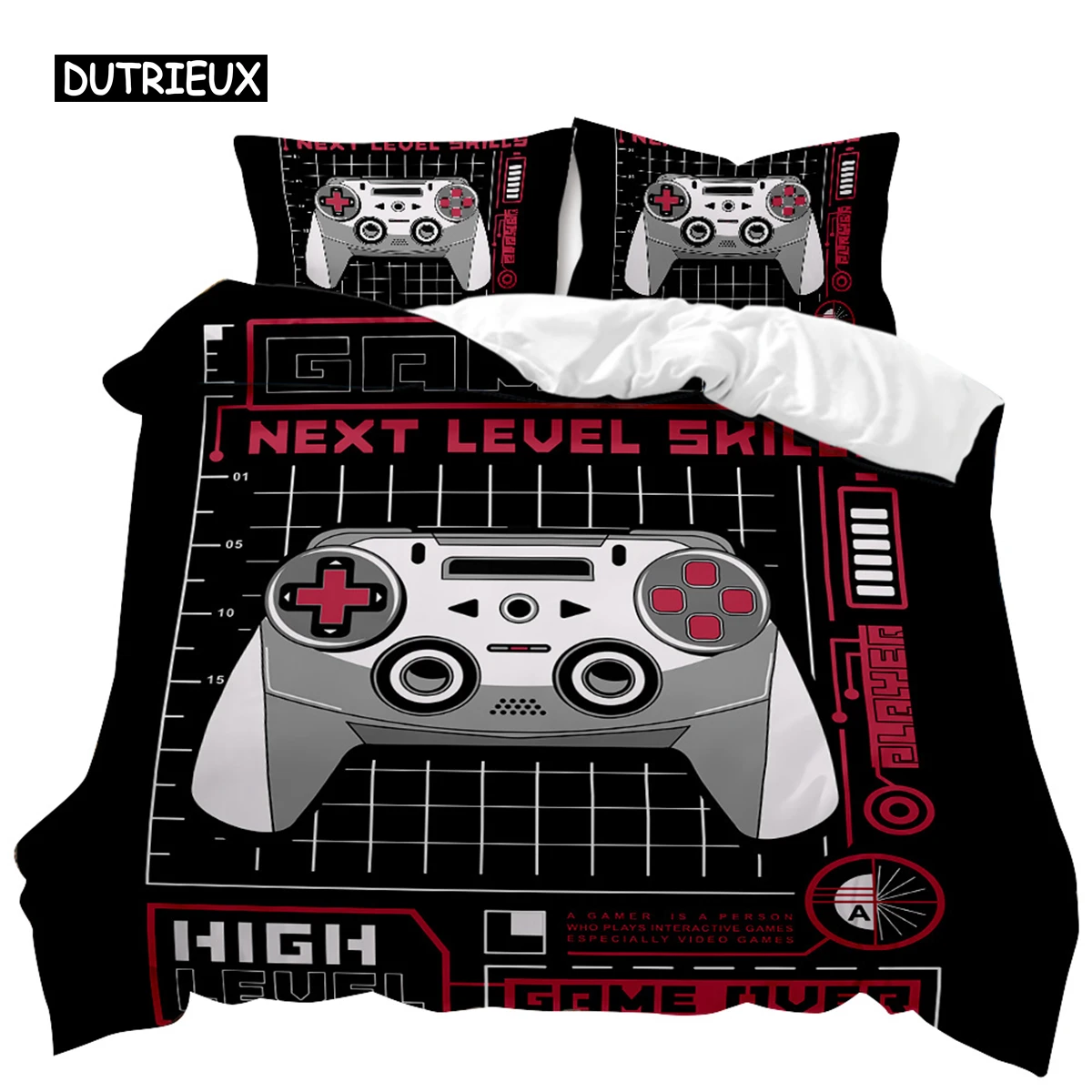 Gamer Duvet Cover Set Games Console Action Buttons Comforter Cover Girls Boys Youth Adults Video Gamepad Polyester Quilt Cover