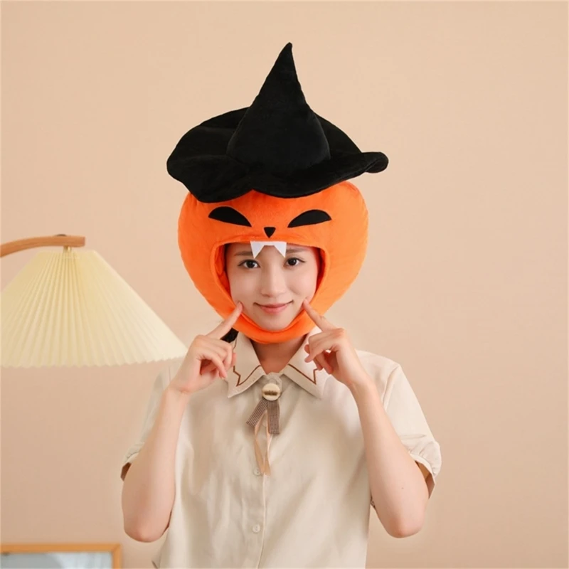 

Adult Teens Halloween Photo Props Cap Women Men Funny Plush Pumpkin Hat Party Cosplay Costume Headgear Holiday Festival Hat