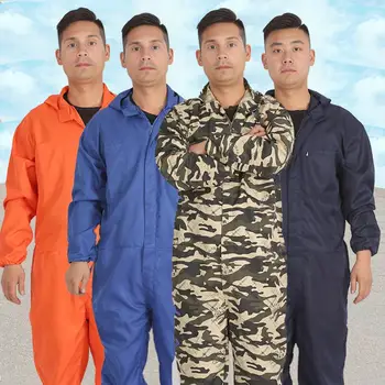 Camouflage พิมพ์ผู้ชาย Jumpsuit แขนยาวทํางาน Jumpsuit กระเป๋าซิป Jumpsuit แฟชั่นแรงงาน Casual เสื้อผ้าทํางาน Workwear