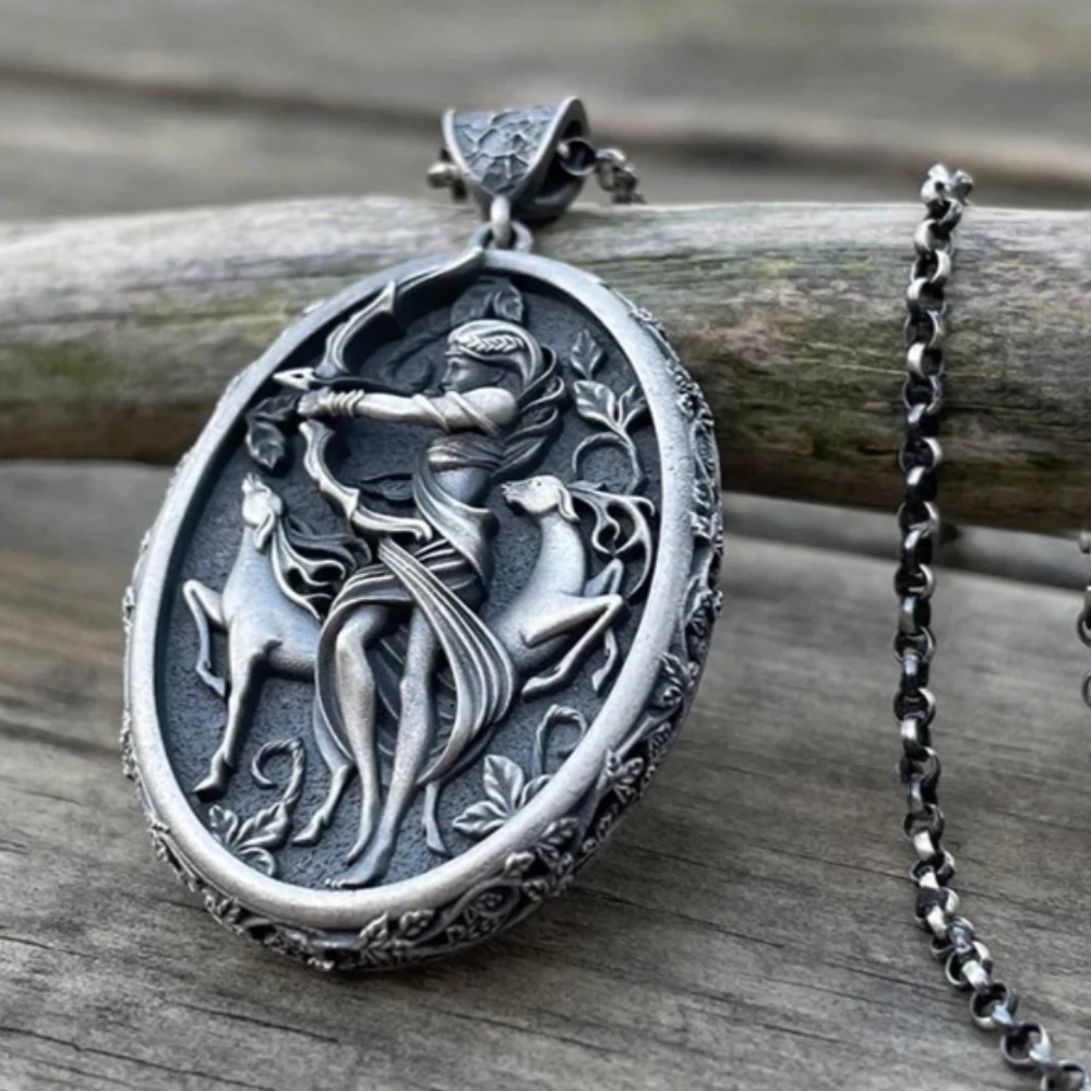 Greek Mythological Goddess Pendants Hip Hop Men's and Women's Fashionable Pure Tin Shepherd Portrait Personalized Necklace