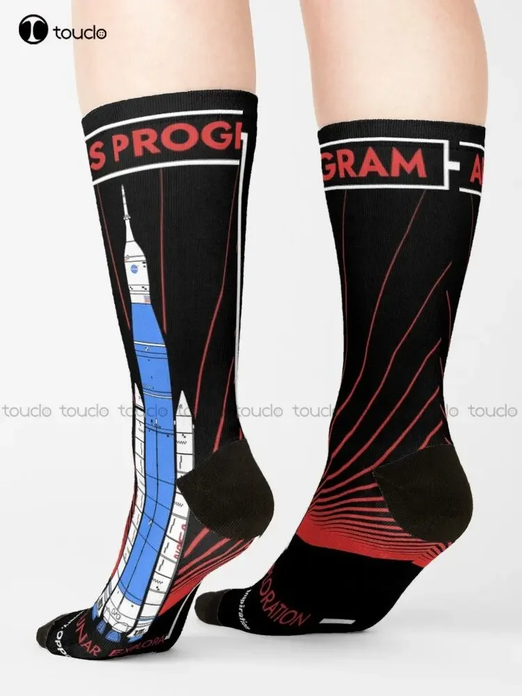 Artemis Program. Crewed Lunar Exploration (Pop) Socks Boys Football Socks Christmas New Year Gift Custom Gift Streetwear Funny