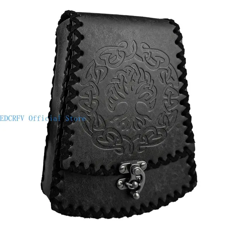 652F Medieval Waist Bag Vintage Embossed Leather Belt Pouches Medieval Waist Pack Phone Bag Coin Purse For Men Women Cosplay