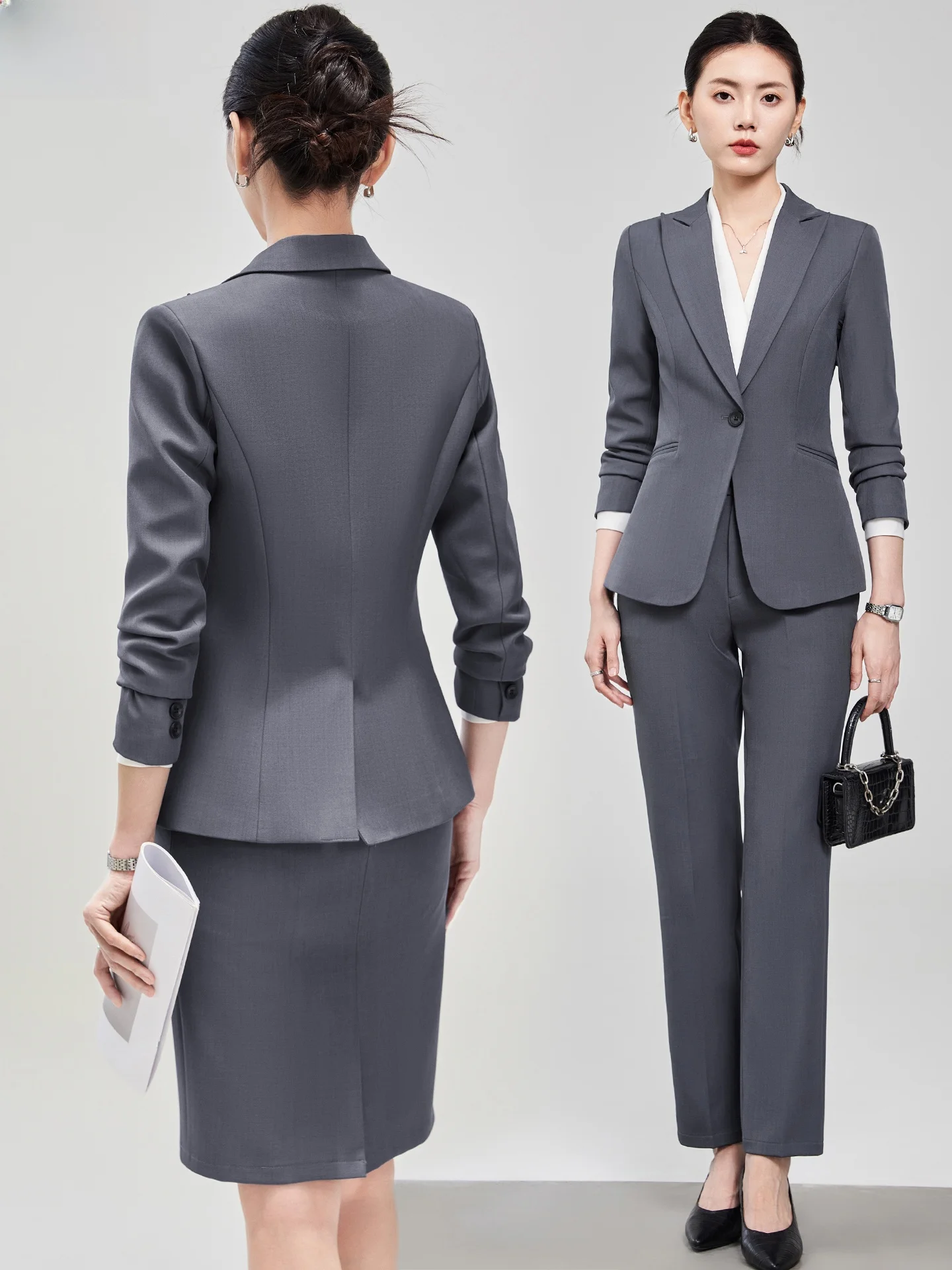 Elegant Women's Suit Set Hotel Front Desk Reception Workwear Professional Fashion 2026 New Arrival Spring Autumn High End Feel