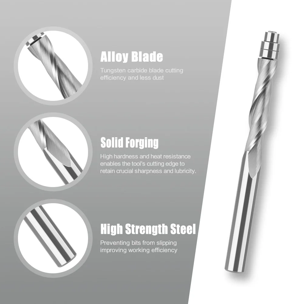 1pcs 6mm 6.35mm Shank Solid Carbide Bearing Guided Two Flute Flush Trim Router Bits Woodworking Milling Cutters End Mill