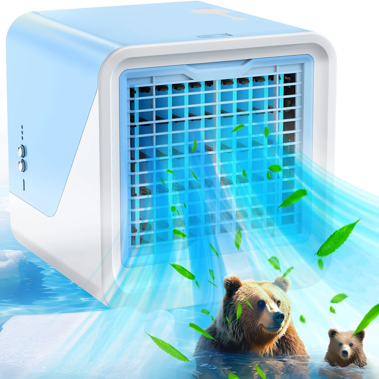 

Портативный кондиционер 3-в-1, увлажнитель воздуха, вентилятор с атмосферным освещением, компактный охладитель с питанием от USB, для быстрого охлаждения, прочный ABS