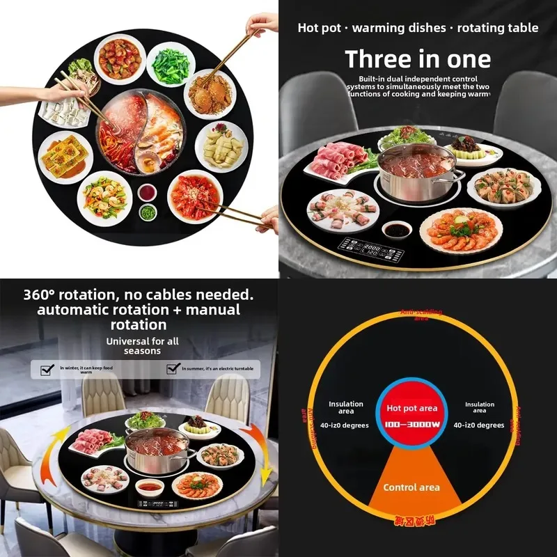 3000W Induction Cooker Waterproof Aluminum Alloy Desktop Hot Pot Warmer Household Food Heating Plate