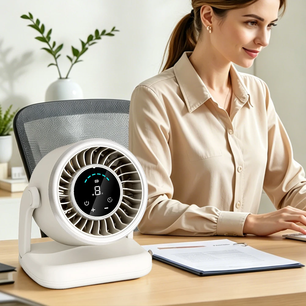 USB Portable Mini Fan with 6 Inch 4 Speeds ＆ Timing, Battery Mini Floor Fan for Bedroom Indoor Outdoor Table Fan