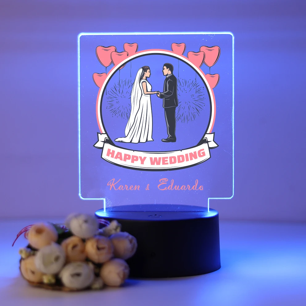 Personalized Custom Wedding Modern  Led Table Lamp Usb Atmosphere Desk Lamp 3D Led Optical Illusion Table Lamp