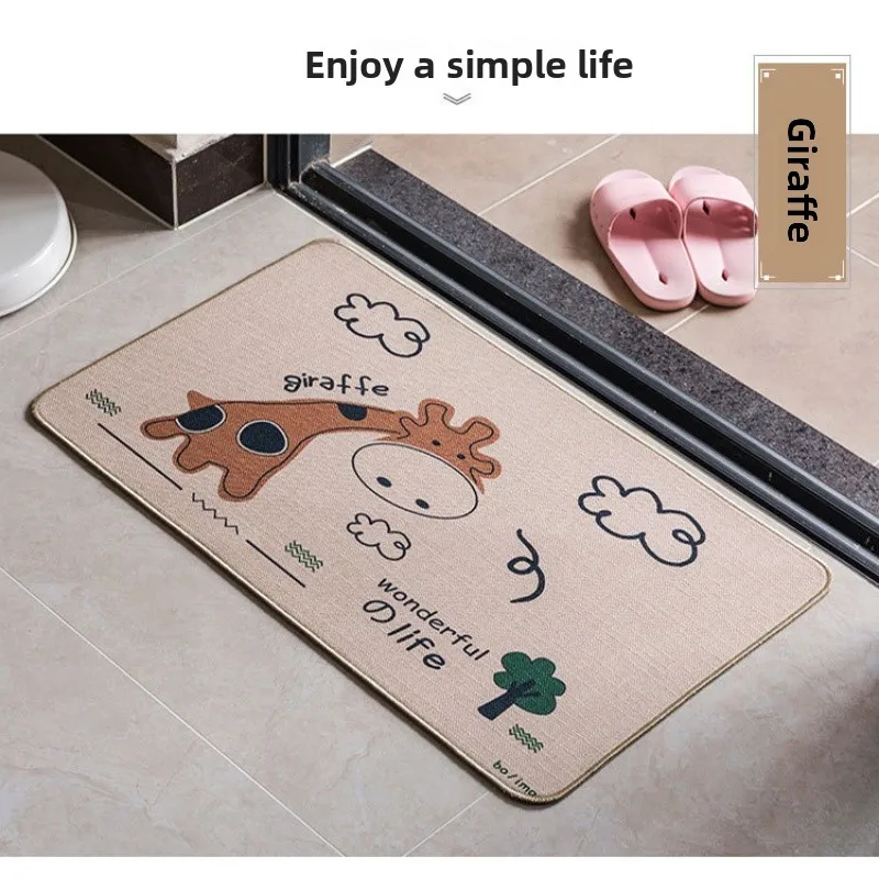 

Коврик для двери с мультяшным рисунком, хит продаж, льняной, противоскользящий, с резиновой основой, влаговпитывающий, для кухни, ванной, прихожей