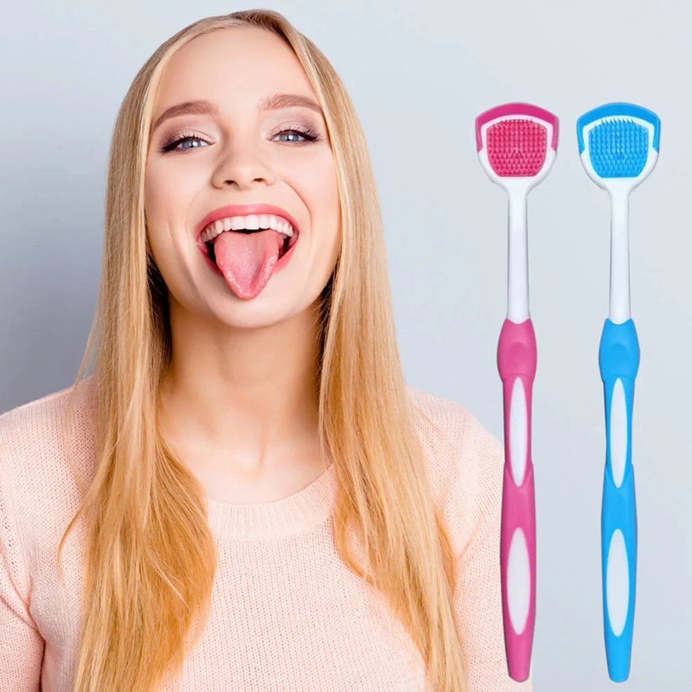 High Quality Reusable Oral Hygiene Tool Silicone Food Grade Tongue Brush Tongue Scraper Cleaner Tongue Scraper Mouth Brush