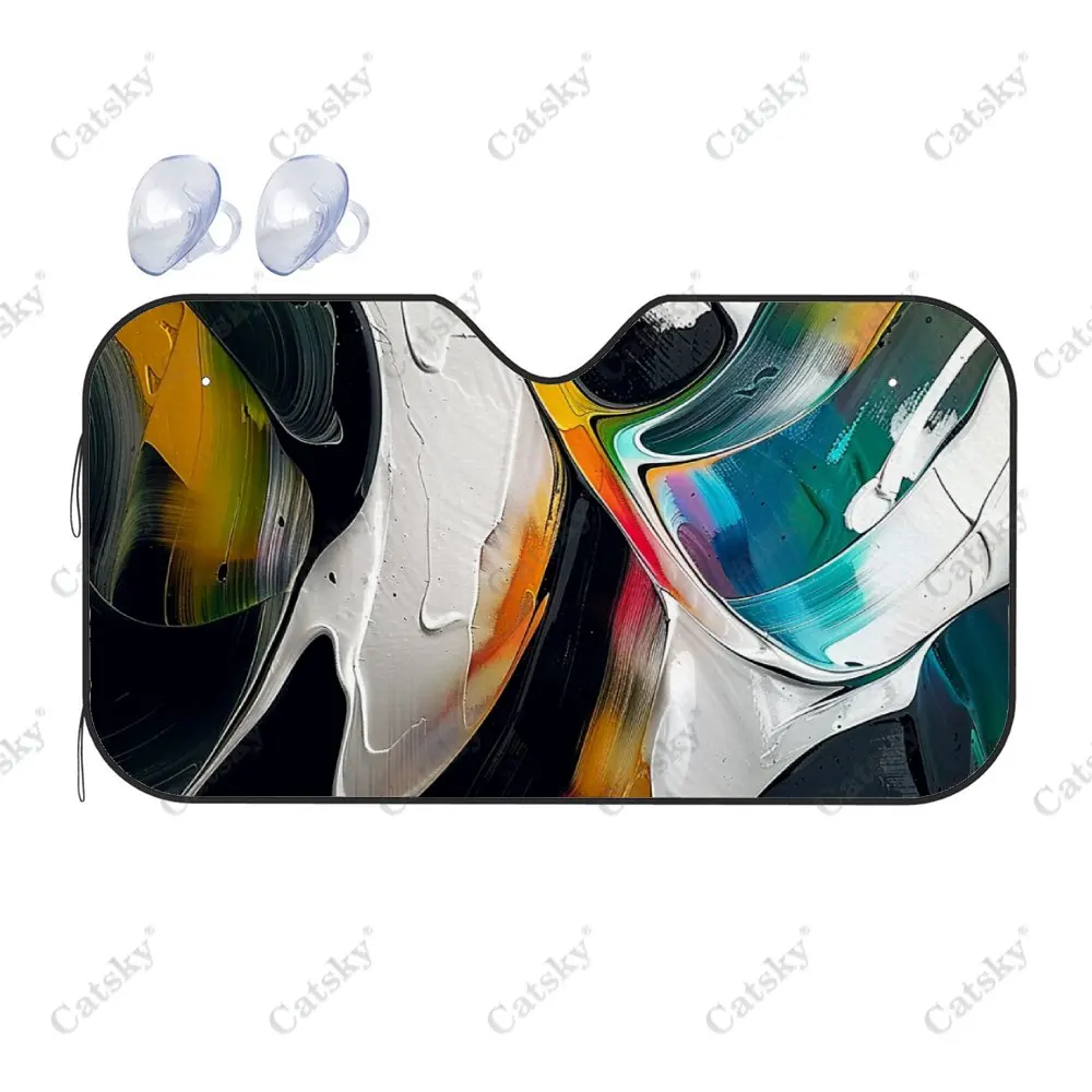 Abstract Pigment Painting Car Windshield Sunshade,Auto Accessories Front Windshield Sun Visor Blocks Uv Rays Protect Decoration