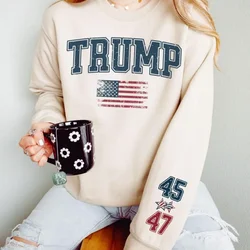 Trump Supporter Unisex Sweatshirt Trump 45 47 President Women Sweatshirt Trump 2024 Hoodie American Flag Patriotic Pullover