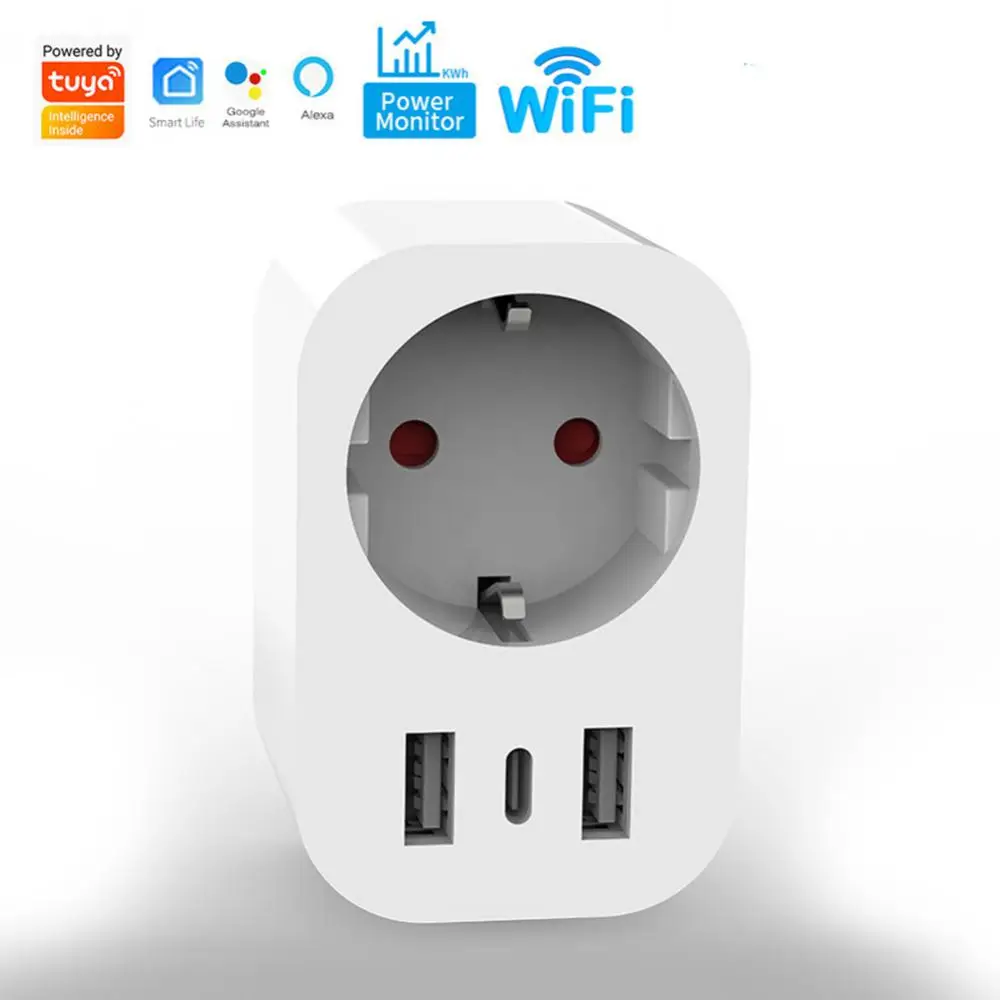 16A Tuya Smart Plug Socket With Dual USB Ports Power Monitor Timing And Countdown Smart Home Via Alexa Google Home Smart Life