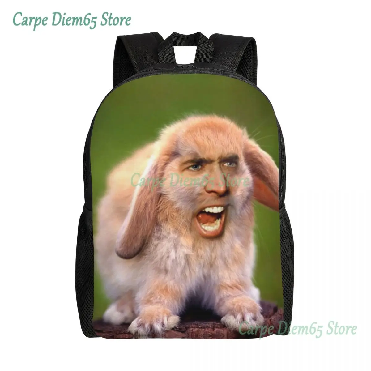 

Nicolas Cage Rabbit Backpacks for Women Men School College Students Bookbag Fits 15 Inch Laptop Funny Meme Bags