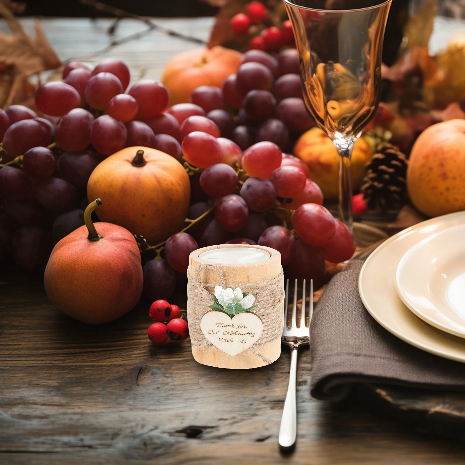 حامل خشبي صغير على الطراز الريفي حامل إضاءة الشاي لتزيين سطح المكتب وحفلات الزفاف وأعياد الميلاد والاحتفال بعطلات